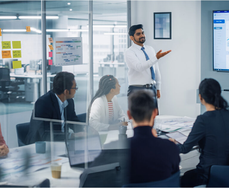 CFO having discussion with the finance team