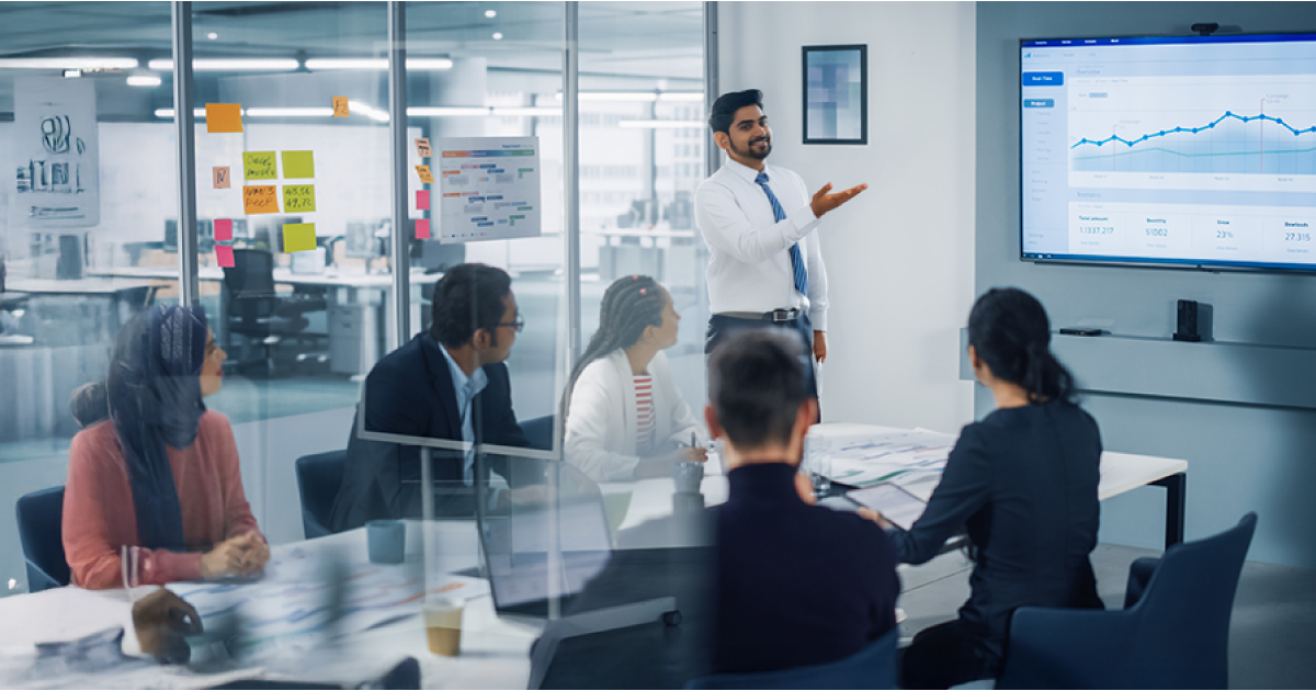 CFO having discussion with the finance team